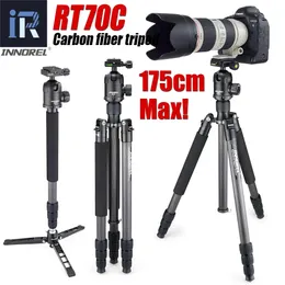 Monopods RT70C Karbon Fiber Tripod Monopod Profesyonel Dijital DSLR Kamera Telefoto Lens Ağır Dermi Stand Tripode Maksimum Yükseklik 175cm