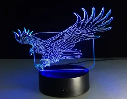 Lifelike Eagle 3D Illusion 7 Zmiana kolorów 15 klawiszy Remote LED Touch Acryl Desk Lampa Night Light7534700