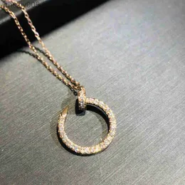 New Designer Necklace Woman Full Diamond Clavicle Chain Korean Nail Pendant Version of Fashion Simple Temperament to Send Girlfriend Trend Delicate No Box 1WQ4
