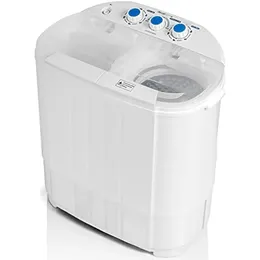 Machines Compact Washing Machine with Twin Tub for Wash and Spin Dry, Portable, Builtin Gravity Drainage System, Agitation Wash Cycles