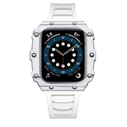 Zubehör Luxusgehäuse + Armband für Apple Watch Band Serie 7 6 5 4 3 2 SE 45 mm Metall-Mod-Kit Kohlefaser für iWatch 41 mm 44 mm 40 mm Armband