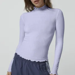 Magliette da donna Magliette basic da donna Camicia con fondo europeo e americano La maglietta a maniche lunghe con filo di velluto sottile può essere biancheria intima