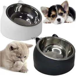 Dog Bowls Feeders Raised Puppy Dog Bowl Tilted Elevated Pet Feeder Non-Spill Cat Food Dish Anti-Slip Detachable Stainless Steel Bowl for Small Dogvaiduryd