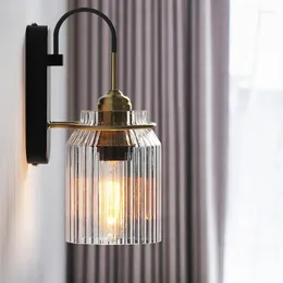Wall Lamp Nordic Industrial Style Bedside Retro Bedroom Coffee Shop El Wrought Iron Glass Edison Indoor Single Head Luminaire