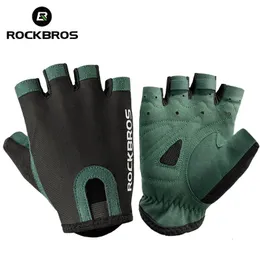 Rockbros Road Bike Mtb Gloves Microfiber Wear Resistant Gym Training Glove Half Finger Finger Bicycle Cycling Equipment 240111