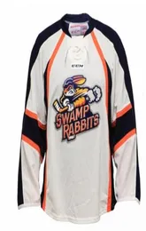 Barato 001 raro bordado completo ECHL 201617 Custom Greenville Swamp Rabbits Hockey Jersey ou personalizado qualquer nome ou número Jersey4307062