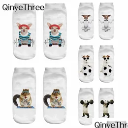 Kindersocken, lustig, sportlich, Cartoon-Tier, 3D-Druck, Fitness, Panda, Eichhörnchen, Hund, Gewichtheben, Yoga, Gymnastik, Skateboard, Ballspiele, Aliex Dhbr8