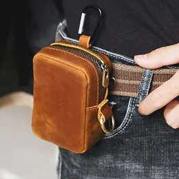 Fanny Waist Bag Men Genuine Leather Belt Waist Pack Clasp Type Leg Hip Packs for Men Cigarette Lighter Box Case Outdoor Pouch 240110
