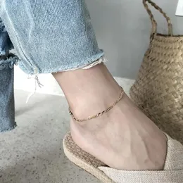 Anklets Silvology 925 Sterling Silver Symmetry Chain Anklets Gold Texture 2019 여름 세련된 Anklets for Women 925 feet jewelry