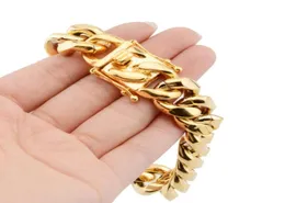 Betty Miami Curb Cuban Mens Bracelet Chain High Quality 316L Stainless Steel Hip Hop Gold Color 812141618 mm 23 cm8113354