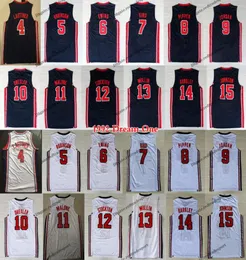 1992 Team One Mens 7 Bird 9 Michael Basketball Jerseys Ewing Larry Patrick Scottie Pippen Mullin Robinson Drexler Laettner Stock7118957