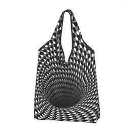 Shopping Bags Honeycomb Groceries Bag Shopper Tote Shoulder Big Capacity Portable Gray White Vortex Handbag