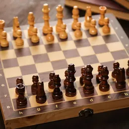 24–39 cm 3-in-1-Schach, klappbares Holz-Farbschach mit großem Schachbrett für Anfänger, Kinder, Erwachsene240111