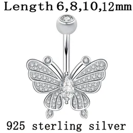 Bijoux papillon nombril anneau 925 argent Sterling nombril entier barre ombilicale clair Zirocn pierres corps Piercing bijoux fins