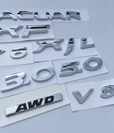 رسائل أرقام V6 V8 AWD 30 50 XF XJL Emblem for Jaguar Badge XJ XE FTYPE FPACE Fender Middle Trunk Styling Sticker9705310