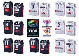 인쇄 된 2022 Eurobasket France Basketball Jersey National Team 7 Guerschon Yabusele Evan Fournier Victor Wembanyama Rudy Gobert VI1095804