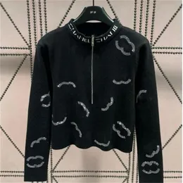 Nya kvinnors tröjor Knitwear Women Luxury Brands CC Designer Sweaters Rhinestone