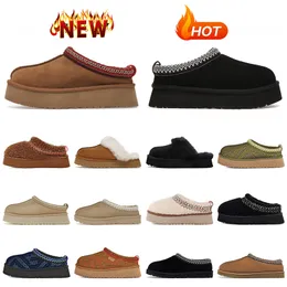 Designer Tazz Chinelos Plataforma Semente de Mostarda Rosa Tasman Chinelos Mulheres Homens Chestnut Fur Slides Camurça Mocassins Slip-On Sapatos Botas de Neve de Inverno Botas Australianas