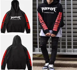 Purpose Tour Hoodies Männer Hip Hop Purpose Tour Hoodie Streetwear Sweatshirts Swag Tyga Hoodie229E1662296