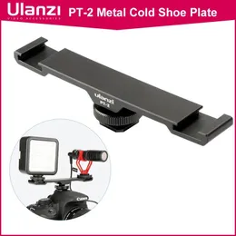 Accessoires Ulanzi Pt2 Metalen Koudschoenplaat Universele 2 Hot Shoe Mount Verlengbeugel Dubbele beugel met 1/4" draad voor microfoon/verlichting