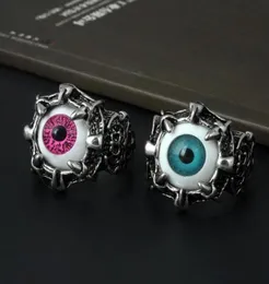 Awesome gothic evil eye skull ring for men vintage demon eye punk rings jewelry fashion titanium steel silver plated men039s ri8718895