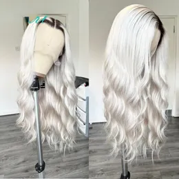 180% Ombre White Blonde Lace Front Wig Human Hair 32inchs Long HD Lace Frontal Wigs Virgin Loose Body Wave Wig for Women Pre Plucked