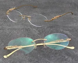 Randlose optische Leserahmen aus Vollmetall, marmorierte Brillen, 18 Karat Gold, klassische Leoparden-Serie, Rahmenbrille für Herren, kurzsichtig, rund, 6717428