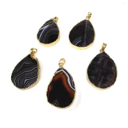 Pendant Necklaces Natural Semi-precious Stone Drop-shaped Black Striped Agate Boutique To Make DIY Fashion Charm Necklace Gift