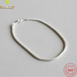 Bangles Real 925 Sterling Silver Jewelry 2mm Snake Bone Chain Bracelets For Womem Top Quality Femme Party Accessories 2022 New