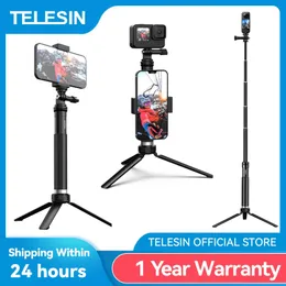 Monopods Telesin Alüminyum Alaşım Selfie Stick Extableable Handheld Teleskop Kutbu GoPro Xiaoyi için Monopod Tripod Montajı DJI Osmo Action 2