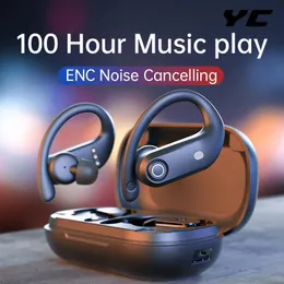 Earphones YC K23 Noise Cancelling Earphones Bluetooth 5.0 Earbuds TWS Sports True Wireless Headphones With Mic Earhook for Sony Xiaomi