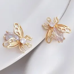 Charms WZNB 2Pcs Gold Plated Crystal Bee Cicada Pendant For Jewelry Making Handmade Earrings Bracelet Necklace Diy Accessories