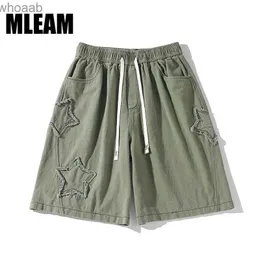 Shorts masculinos estilo americano lavagem vintage vibe jeans shorts masculinos high street impresso solto slim y2k calças curtas verão novas calças casuais yq240111