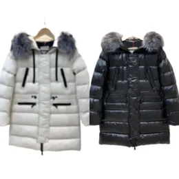 여자 Monclairr Fall 및 Winter Designer Luxury Down Jacket Womendencened Fox Fur Collar 허리 얇은 따뜻한 중간 길이 섹션