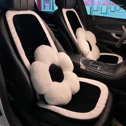 Coprisedili per auto Coprisedili universali in morbido peluche invernale Tappetini classici in colore bianco nero Cuscino automatico Mantieni caldi gli accessori