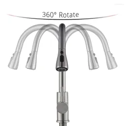 Kökskranar Pull-Down Sprinkler Borstat nickel Enkel hål Pull ut Spout Sink Mixer Tap Stream Sprayer Head Chrome