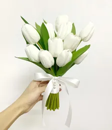 Bröllopsblommor 2024 Whitney WB170 Classic Simulated Bouquet Flower White Tulip Bride Holding Silk Flowr Bou