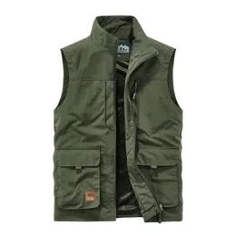 Hommes printemps automne décontracté mince gilet hommes pêche en plein air Camping randonnée gilet multi-poches militaire tactique gilet veste 5XL 240110