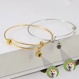 Pulseira de projeção de aço 100 amor seu idioma casal família animal de estimação personalidade po memória personalizada joias da moda 240110