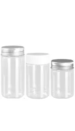 Dia68mm PET Clear Plastic Empty Bottle Cosmetic Packaging Hair Wax Pot Plastic Cap Aluminum Lid Food Candy Flower Tea Jars Contai7824344