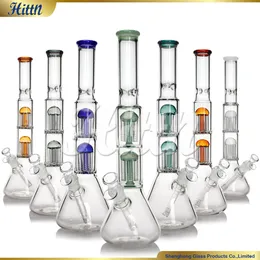 16'' Big Glass Bong Double 8 Tree Arms Percolator Beaker Thick Glass Water Pipe with Matching Bowl and Downstem Smoking Accessories