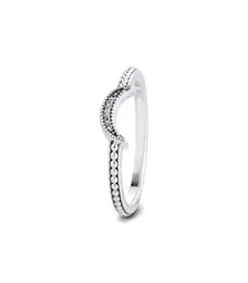 Authentischer 925 Sterling Silber Ring Halbmond Perlen Hochzeit Verlobungsringe für Frauen Modeschmuck Geschenk Bijoux Femme5912023