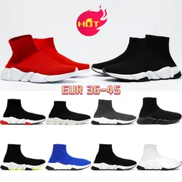 Mens Paris Designer Shoes Speed ​​Trainer Triple Black White Logo Print Red Electric Blue Noir Green Womens Casual Sneakers Men Trainers 36-45 EUR