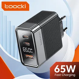 充電器Toocki Gan 65W USBタイプC充電器LEDディスプレイQC4.0 3.0 PD3.0ラップトップの高速充電iPhone 14 13 Samsung S22 Huawei Realme