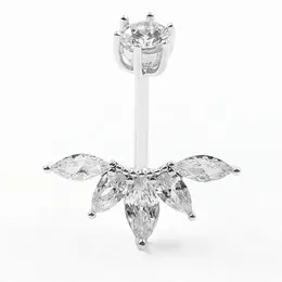 المجوهرات 14G BELLY RING 925 Sterling Silver Fashion Wing Cubic Zircon Zircon Diercing Jewelry