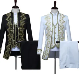 QNPQYX Mdieval Cosplay Men Victorian Steampunk Royal Prince Costume Vintage Baroque Jacket Vest Coat Pants Wedding Groom Blazer Suit