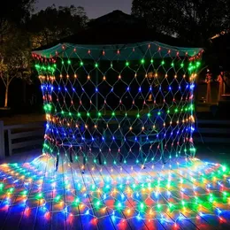 59.06x59.06Inch LED Outdoor Fishing Net Light、Festoon Garden Decoration Outdoor Street Garland Wedding Party新年のクリスマスライト