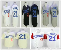 Mens Crabbers 21 Roberto Clemente Grey Road Jerseys Puerto Rico Cangrejeros de Santurce Black White Stitched University 야구 5278757