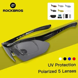 Goggles ROCKBROS Cycling Glasses 5 Lenses UV400 Cycling Glasses Bicycles Ciclismo goggles Polarized Sports Glasses Bike Eyewear Myopia