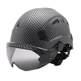 Helmets Carbon Fiber Pattern Hard Hats with Visor Construction Safety Helmets for Men Adjustable Vent Bicycle Outdoor Workwear Hardhats